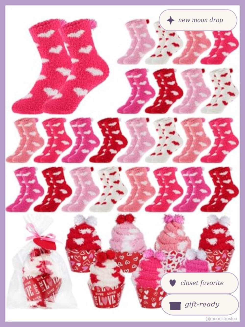 Coral Fleece Fuzzy Slipper Socks 24 Pair DIY Cupcake Gift Kit Women Size 6-10